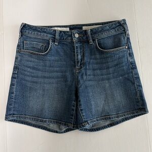 Pilcro & Letterpress Script Mid Rise Denim Shorts Medium Wash 28P Anthropologie